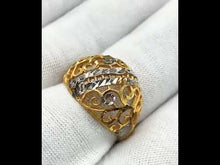22k Ring Solid Gold Ring Ladies Jewelry Two Tone Filigree Design R1766z