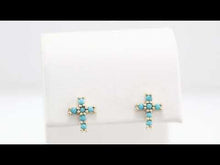 14K White Turquoise Cross Earrings R42428w