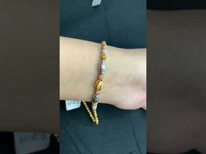 22k Solid Gold Simple Ladies Tri Color Beaded Bracelet b7419