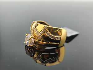 21K Solid Gold Zircon Ring R9260 - Royal Dubai Jewellers
