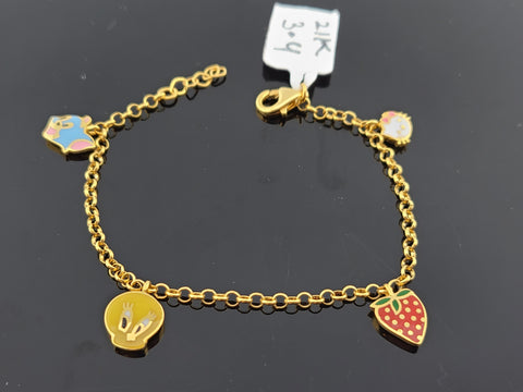 21K Solid Gold Fancy Charm Bracelet CB1827 - Royal Dubai Jewellers