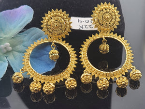22K Solid Gold Long Earrings E221826 - Royal Dubai Jewellers