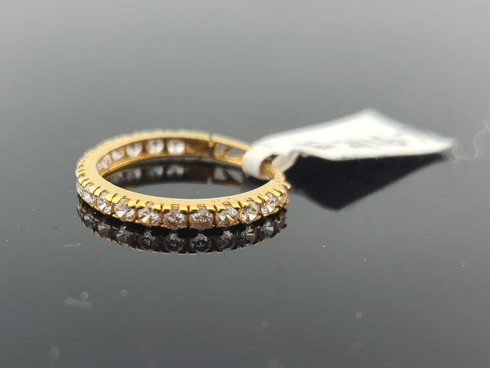 22K Solid Gold Zircon Single Hoop E21167 - Royal Dubai Jewellers