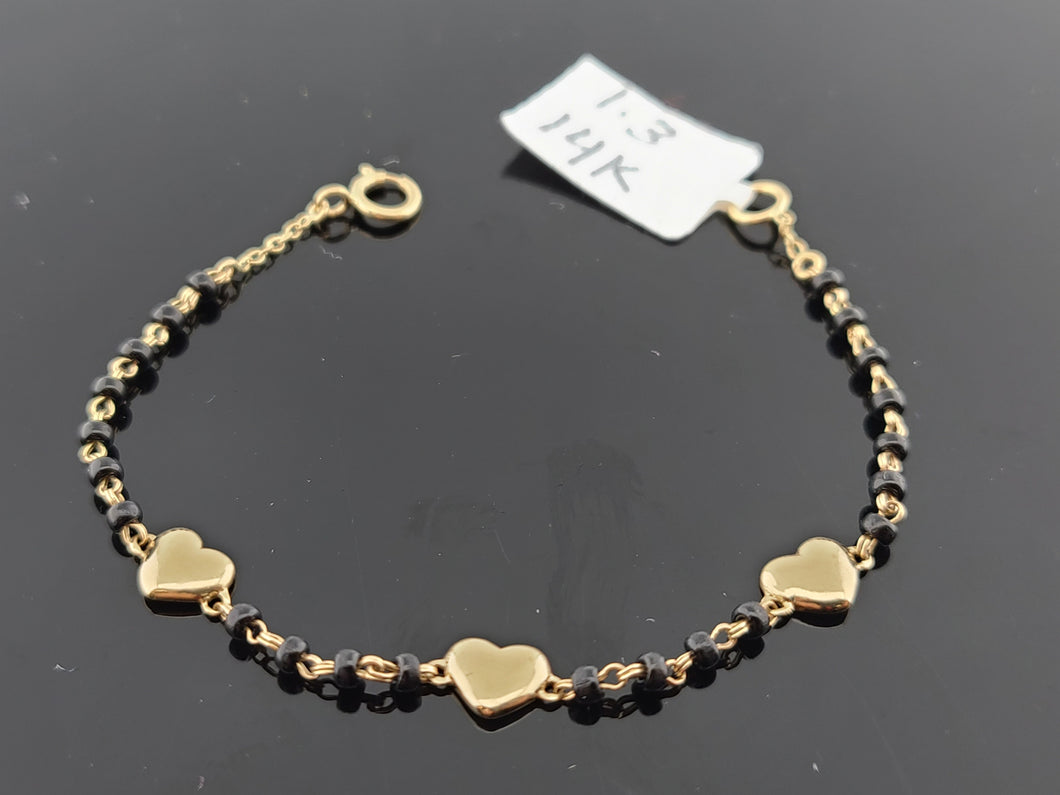 14K Solid Gold Black Beads Bracelet CB1892 - Royal Dubai Jewellers