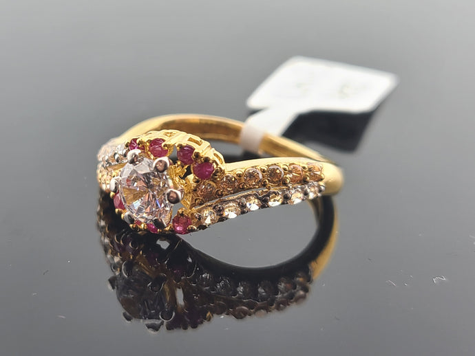 22K Solid Gold Zircon Ring R16802 - Royal Dubai Jewellers