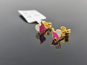 21K Solid Gold Designer Kids Earrings E221492 - Royal Dubai Jewellers