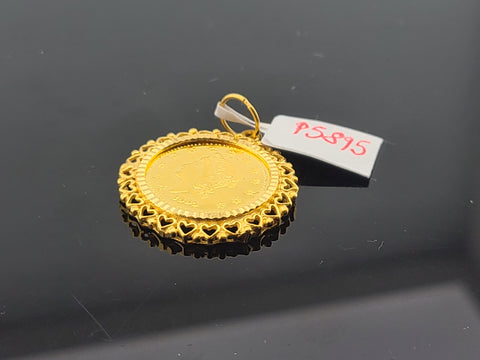 22K Solid Gold Designer Coin Pendant P5895 - Royal Dubai Jewellers