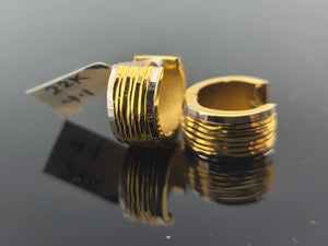 22K Solid Gold Designer Two Tone Hoops E221376 - Royal Dubai Jewellers