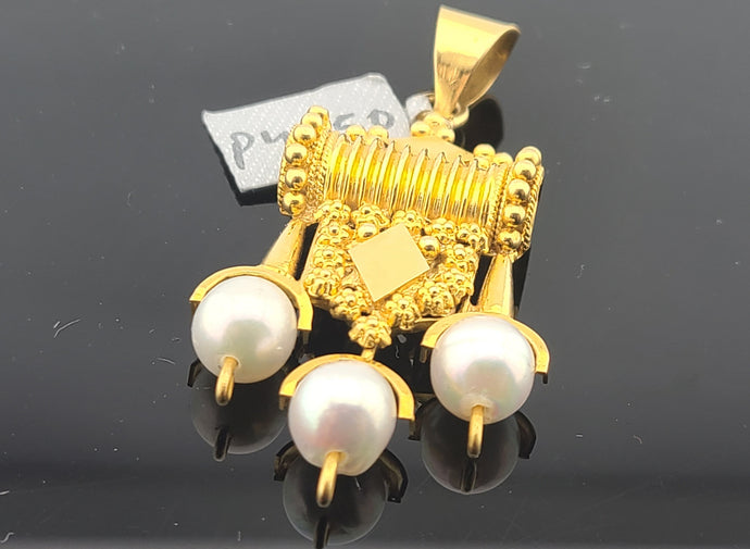 22K Solid Gold Designer Pearl Pendant P4550 - Royal Dubai Jewellers