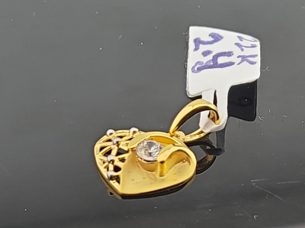 22K Solid Gold Heart Pendant P6251 - Royal Dubai Jewellers