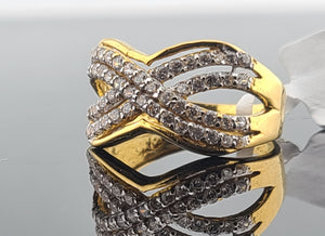 22K Solid Gold Infinity Zircon Ring R9909 - Royal Dubai Jewellers