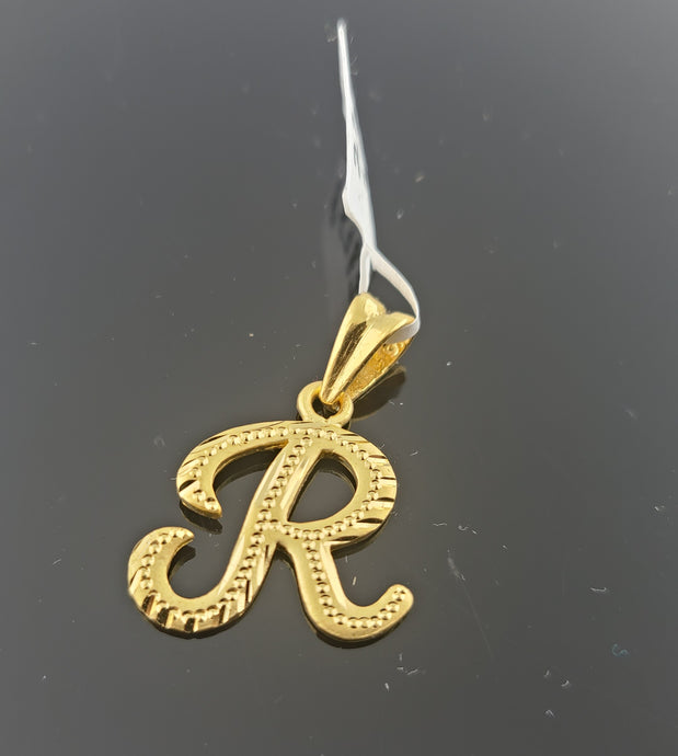 22K Solid Gold Initial R Pendant P5787 - Royal Dubai Jewellers