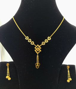 22K Solid Gold Designer Dangling Necklace Set LS1676 - Royal Dubai Jewellers