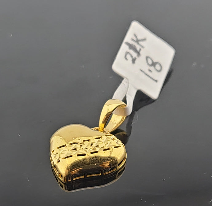 21K Solid Gold Heart Pendant P6122 - Royal Dubai Jewellers