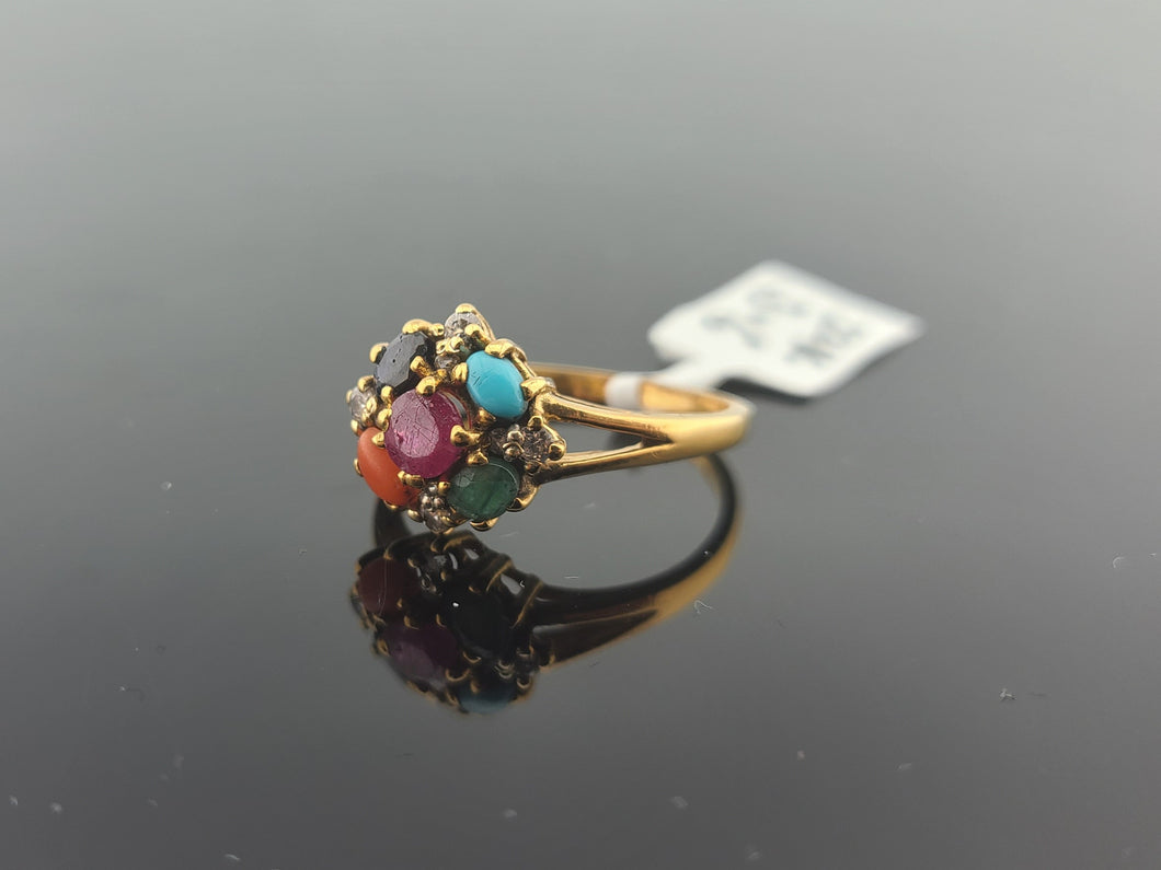 22K Solid Gold Multicolored Ring R10195 - Royal Dubai Jewellers