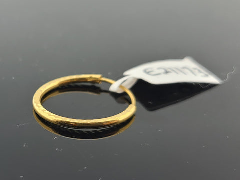 22K Solid Gold Plain Hoop E21173 - Royal Dubai Jewellers