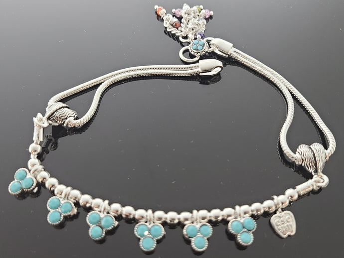 Sterling Silver Traditional Anklets With Zircons SA10 - Royal Dubai Jewellers