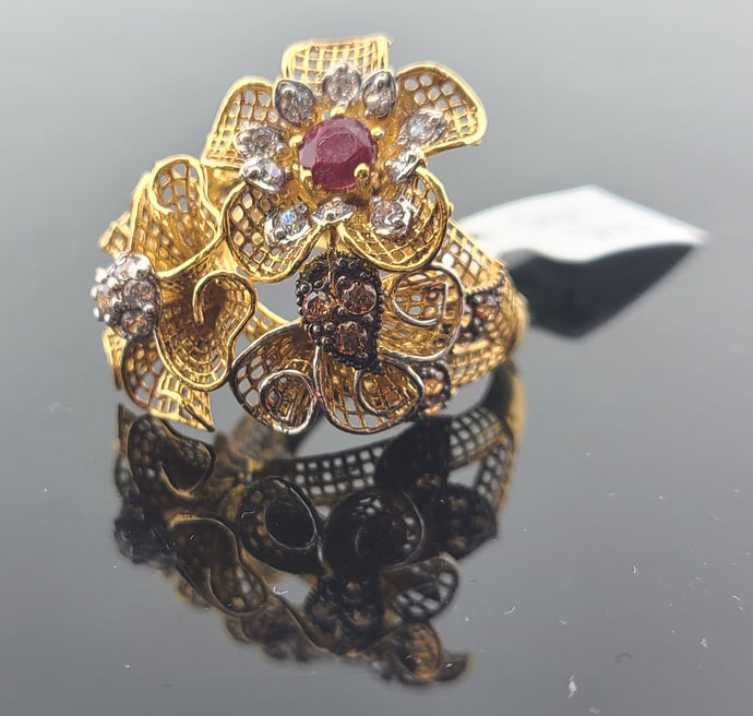 22K Solid Gold Zircon Ring R16804 - Royal Dubai Jewellers