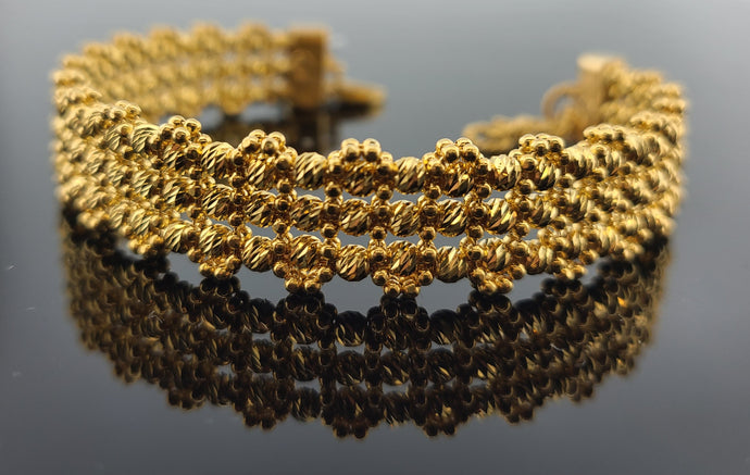 21K Solid Gold Designer Open Cuff Bracelet BR6305 - Royal Dubai Jewellers