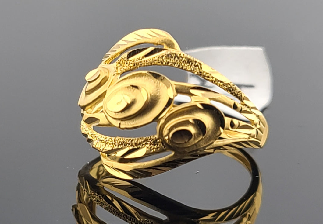 22K Solid Gold Designer Floral Ring R9907 - Royal Dubai Jewellers