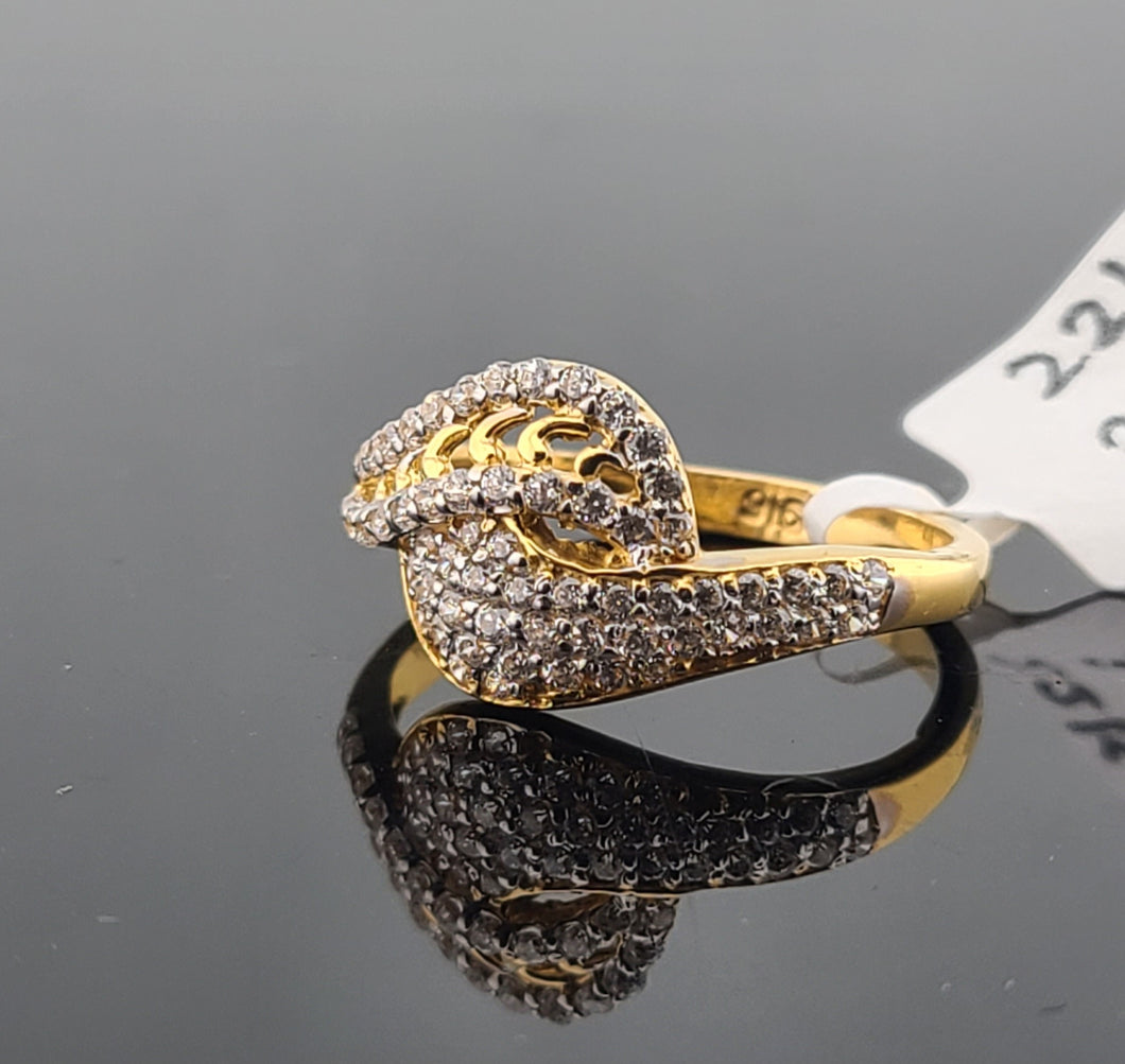 22K Solid Gold Designer Zircon Ring R10269 - Royal Dubai Jewellers