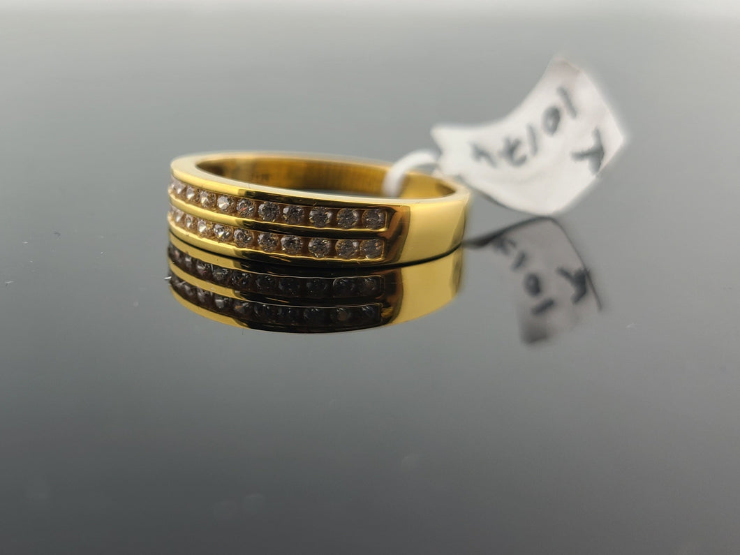 21K Solid Gold Designer Zircon Band R10174 - Royal Dubai Jewellers