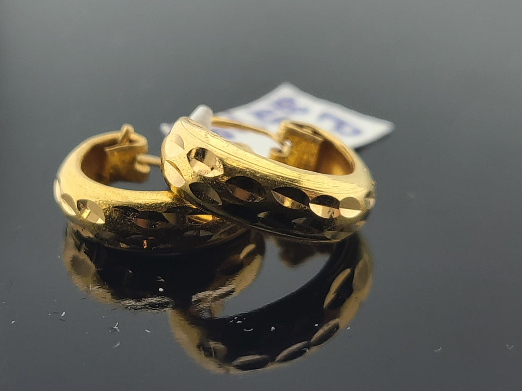 22K Solid Gold Designer Hoops E221194 - Royal Dubai Jewellers