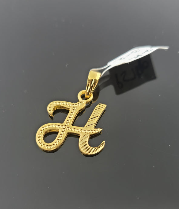22K Solid Gold Initial H Pendant P5740 - Royal Dubai Jewellers