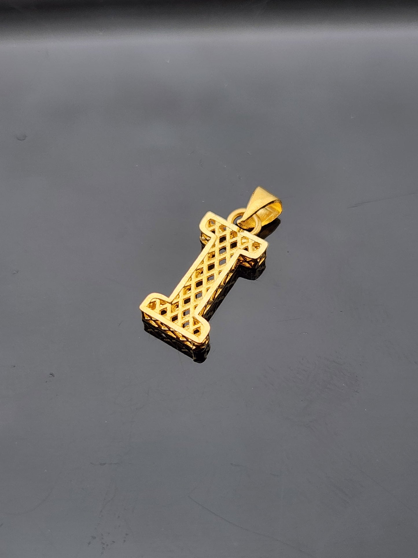 22K Solid Gold Letter Pendant P1763