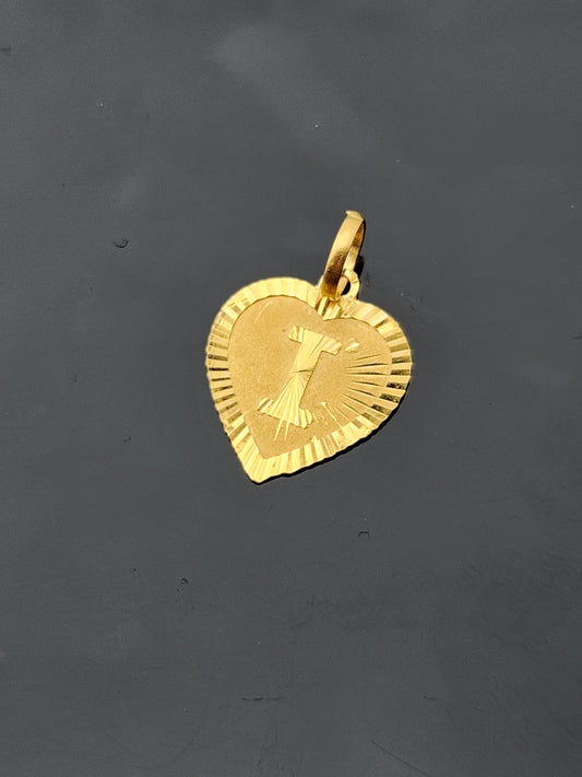 22K Solid Gold Letter Pendant P1770