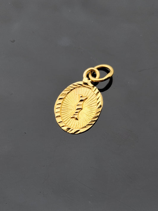 22K Solid Gold Letter Pendant P1769