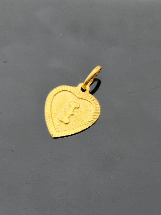 22K Solid Gold Letter Pendant P1766
