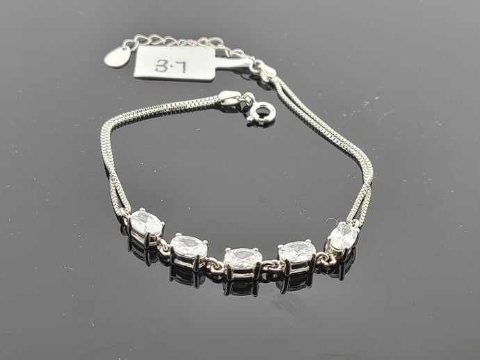 Sterling Silver Round Charm Zircon Bracelet SB10 - Royal Dubai Jewellers