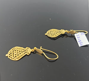 22K Solid Gold French Hook Earrings E221356 - Royal Dubai Jewellers