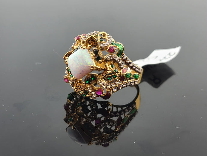22K Solid Gold Multicolor Zircon Ring R10425 - Royal Dubai Jewellers