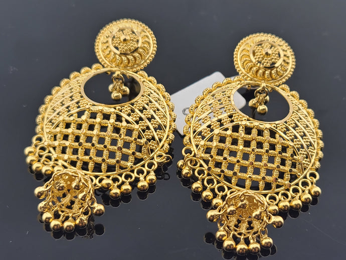 22K Solid Gold Designer Long Earrings EE53 - Royal Dubai Jewellers