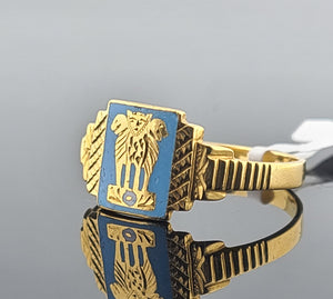 21K Solid Gold Indian Emblem Ring R9460 - Royal Dubai Jewellers