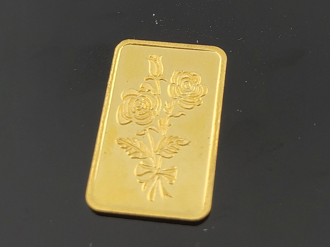 24K Solid Floral Gold Bar cn1 - Royal Dubai Jewellers