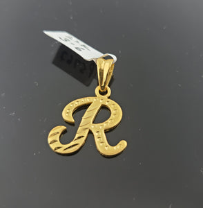22K Solid Gold Initial R Pendant P5767 - Royal Dubai Jewellers
