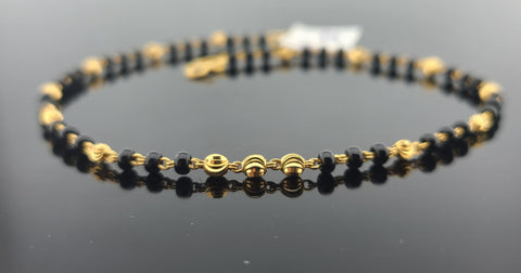 22K Solid Gold Black Beads Bracelet B8230 - Royal Dubai Jewellers