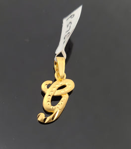 22K Solid Gold Initial G Pendant P5785 - Royal Dubai Jewellers