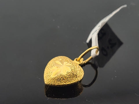 22K Solid Gold Heart Pendant P5863 - Royal Dubai Jewellers