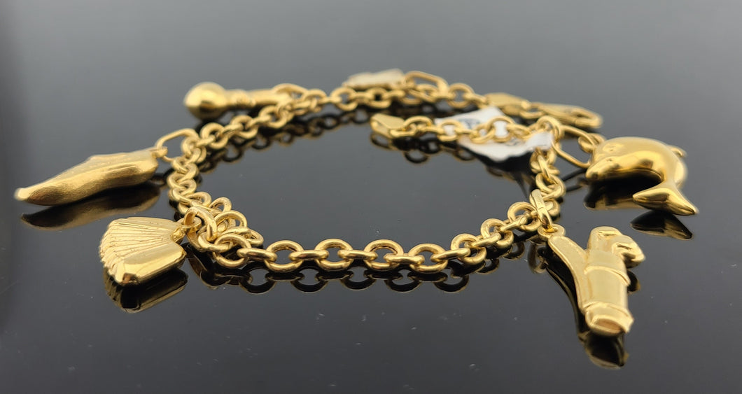 18K Solid Gold Designer Charm Bracelet B8985 - Royal Dubai Jewellers