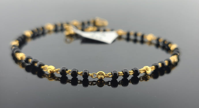 22K Solid Gold Black Beads Bracelet B8232 - Royal Dubai Jewellers