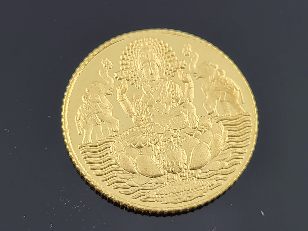 24K Goddess Lakshmi Solid Gold Coin cn19 - Royal Dubai Jewellers