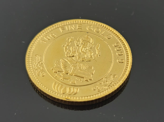 24K Lord Ganesh Solid Gold Coin cn12 - Royal Dubai Jewellers