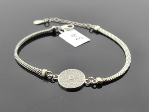 Sterling Silver Round Charm Zircon Bracelet SB4 - Royal Dubai Jewellers
