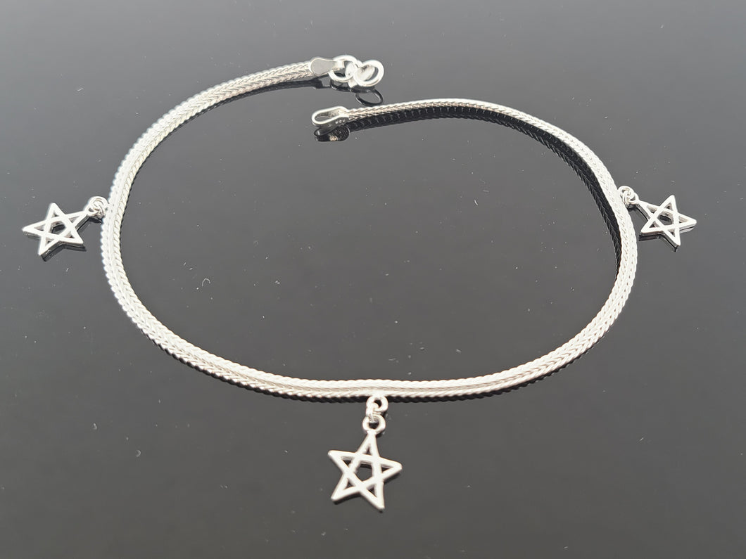 Sterling Silver Designer Pair of Anklets SA9 - Royal Dubai Jewellers
