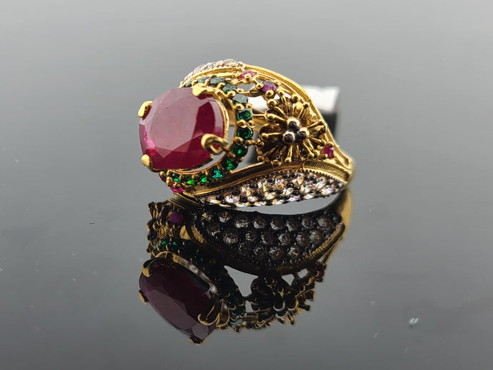 22K Solid Gold Multicolored Rings R10415 - Royal Dubai Jewellers