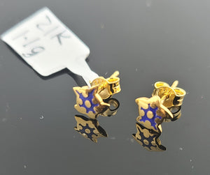 21K Solid Gold Designer Snowflake Studs E221512 - Royal Dubai Jewellers